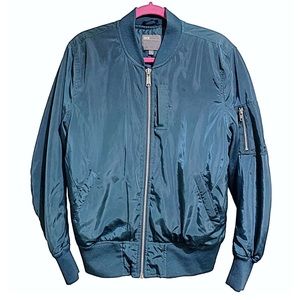 ASOS Bomber Jacket With MA1 Pocket in Teal Color Men’s Bomber Jacket Size M